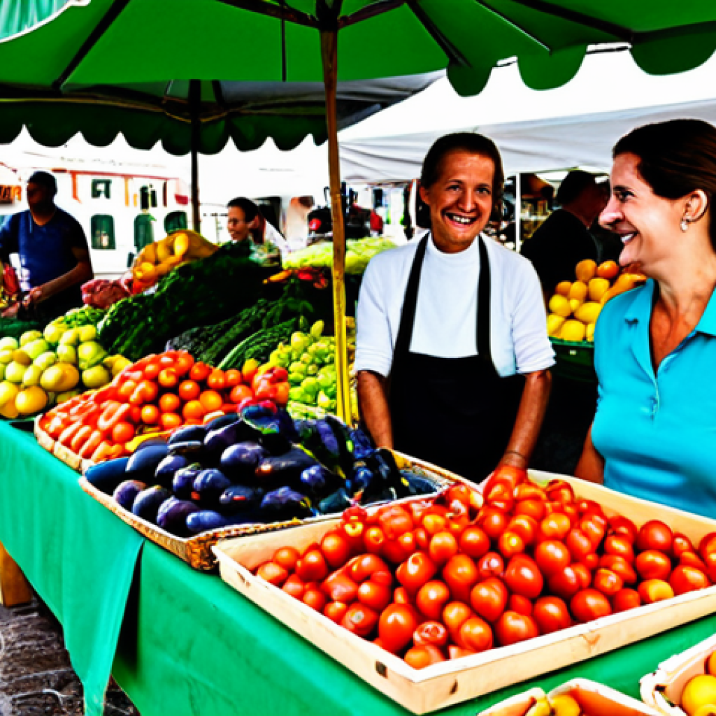 **

"A vibrant local farmer's market scene in Andalusia, Spain, overflowing with fresh produce and smiling faces, fully clothed, appropriate attire, safe for work, professional photography, showcasing community and sustainable living, correct proportions, natural pose, modest clothing, high quality."

**
