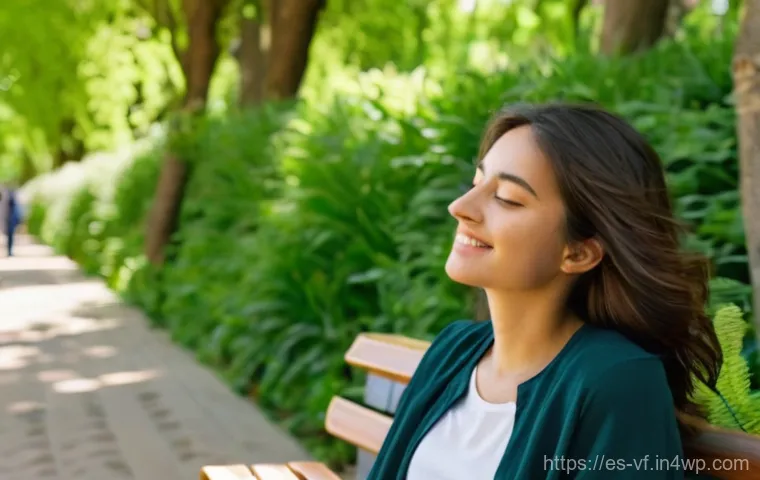 자연과의 연결을 위한 생태적 감수성 방법 - A serene image of a young woman (approximately 18-25 years old), dressed in comfortable, modest casu...