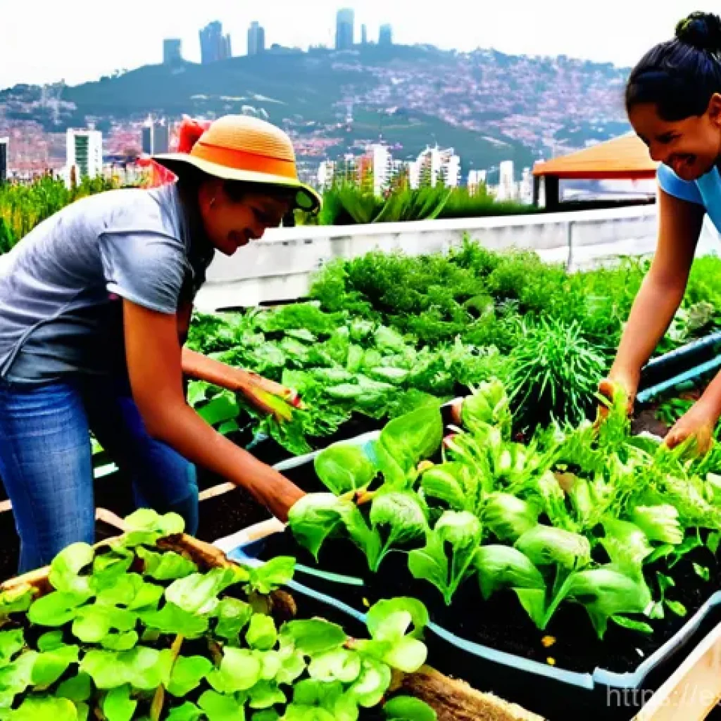 생태적 감수성을 기르는 창의적 문제 해결 - **Prompt 1: Green Urban Oasis - Community Harvest**
    A vibrant, diverse community in a bustling L...