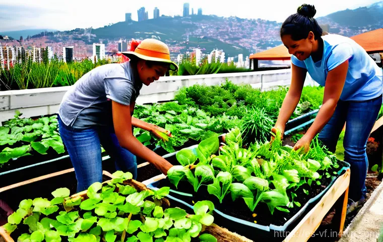 생태적 감수성을 기르는 창의적 문제 해결 - **Prompt 1: Green Urban Oasis - Community Harvest**
    A vibrant, diverse community in a bustling L...