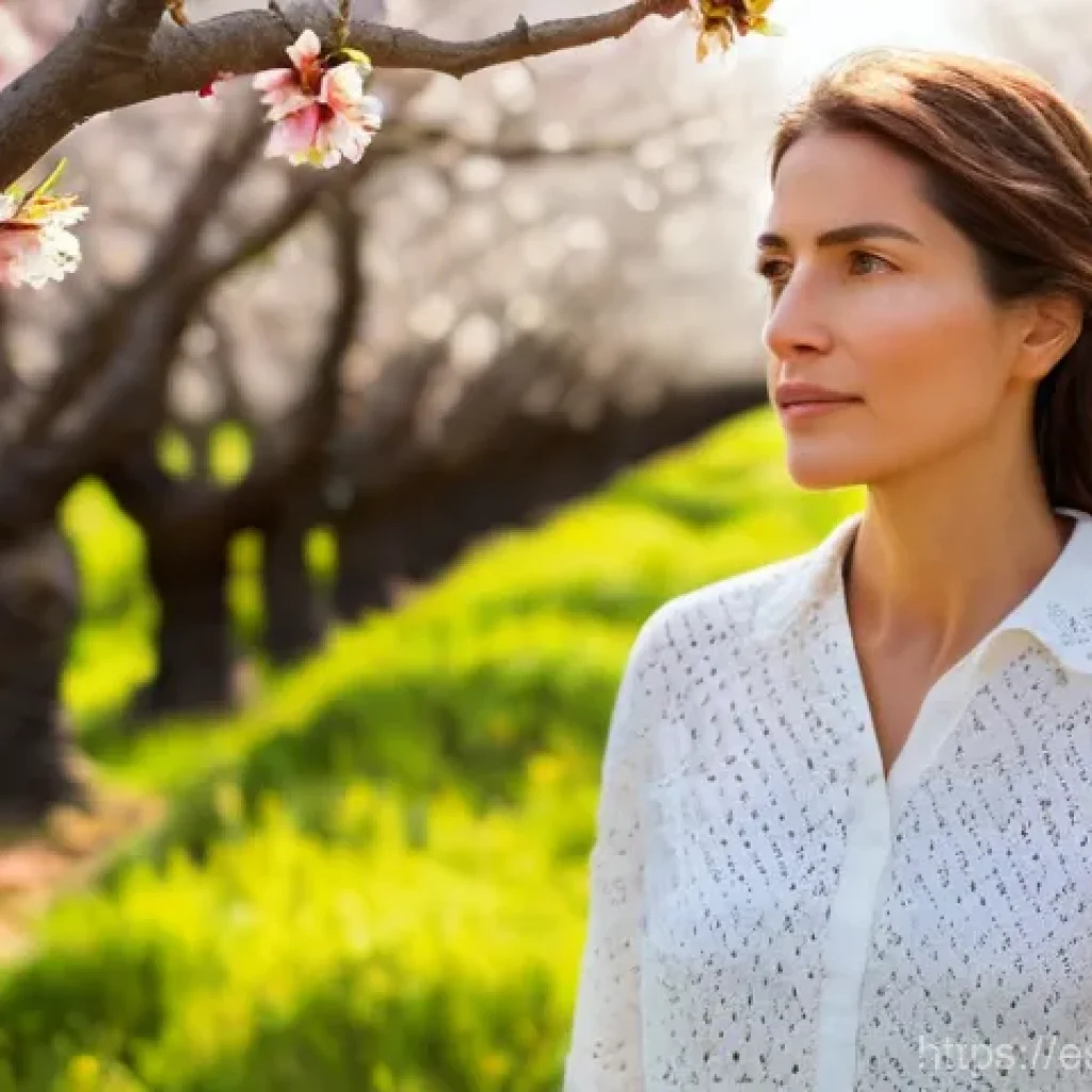 생태적 감수성이란 무엇인가 - **Prompt:** A serene Spanish woman, in her late 30s, with warm, kind eyes and light brown hair tied ...