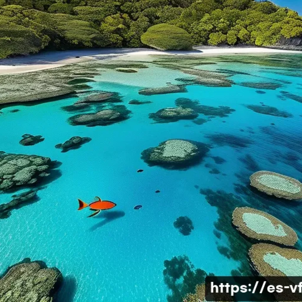 생태적 감수성을 위한 국제적 연대 사례 - A vibrant underwater scene of a protected marine reserve in the South Pacific, featuring colorful co...